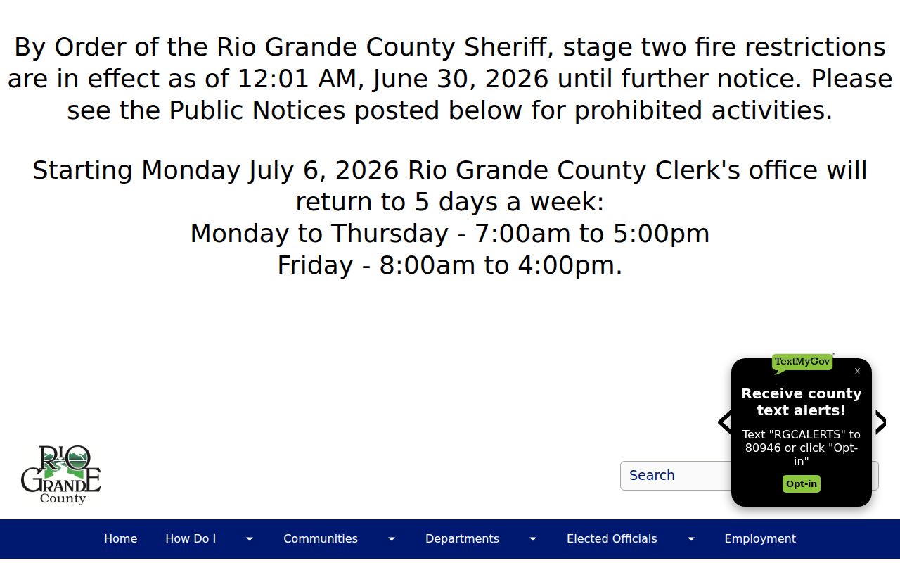 Official Rio Grande County Sheriff and jail services page