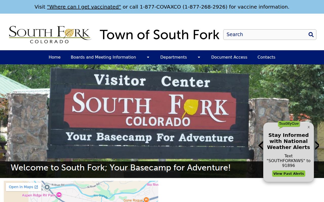 Official Town of South Fork government page used to locate police weekly reports